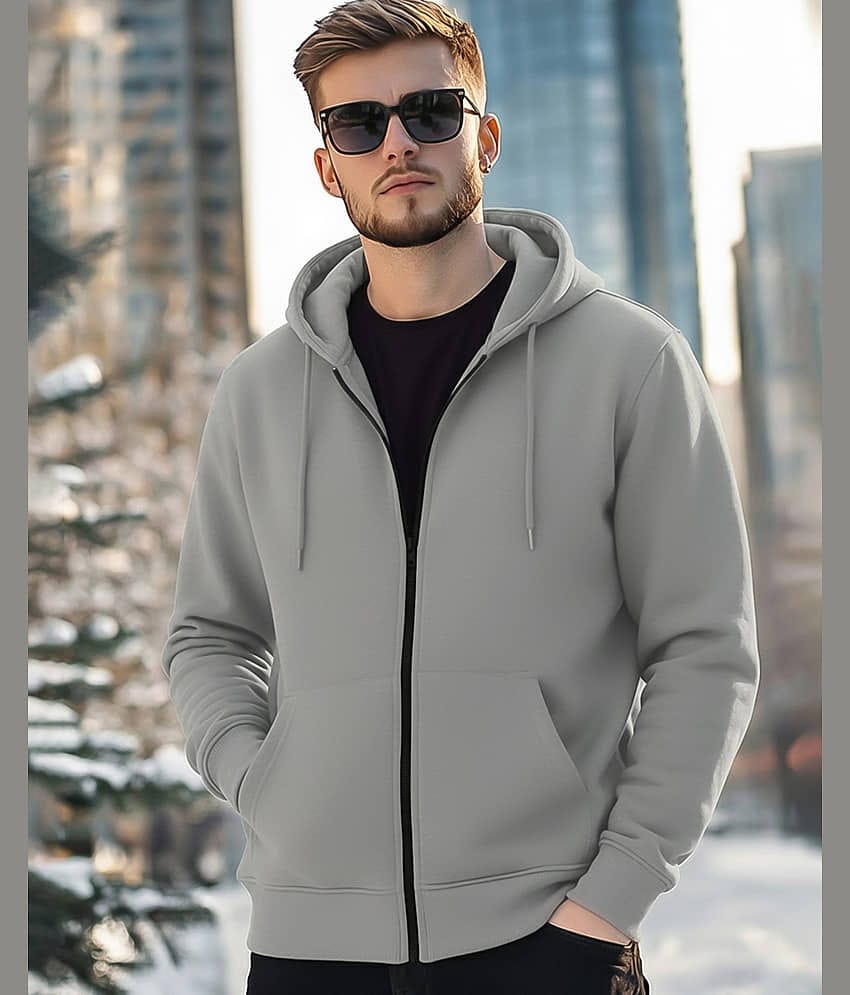 AUSK Fleece Hooded Men's Sweatshirt - Grey ( Pack of 1 )