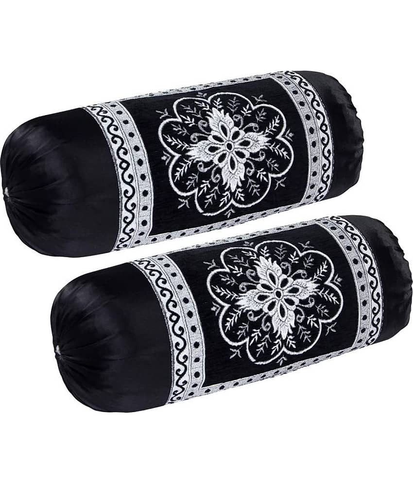 MAHALUXMI COLLECTION Set of 2 Velvet Bolster Covers (Size - 16 In X 35 In)