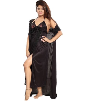 Reposey Satin Nighty & Night Gowns - Black
