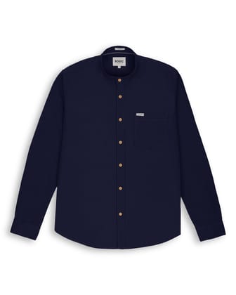 MAO COLLAR SHIRT IN NAVY-M