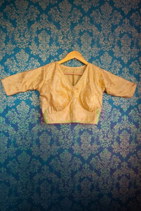 White gold Banarasi blouse-S