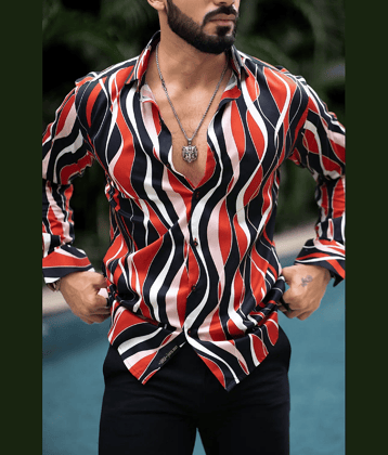 ARZ Poly Cotton Slim Fit Printed Full Sleeves Men's Casual Shirt - Red ( Pack of 1 )