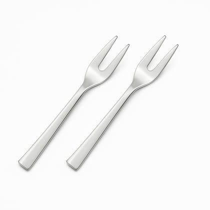 Small Fruit Fork (Pack of 2) - 4.5 Inch Long - Two Prongs - Durable Stainless Steel - Dessert & Tea Fork - Ideal for Chilli, Fruits, Mussels - Spoon for Fruits - Mini Salad Forks