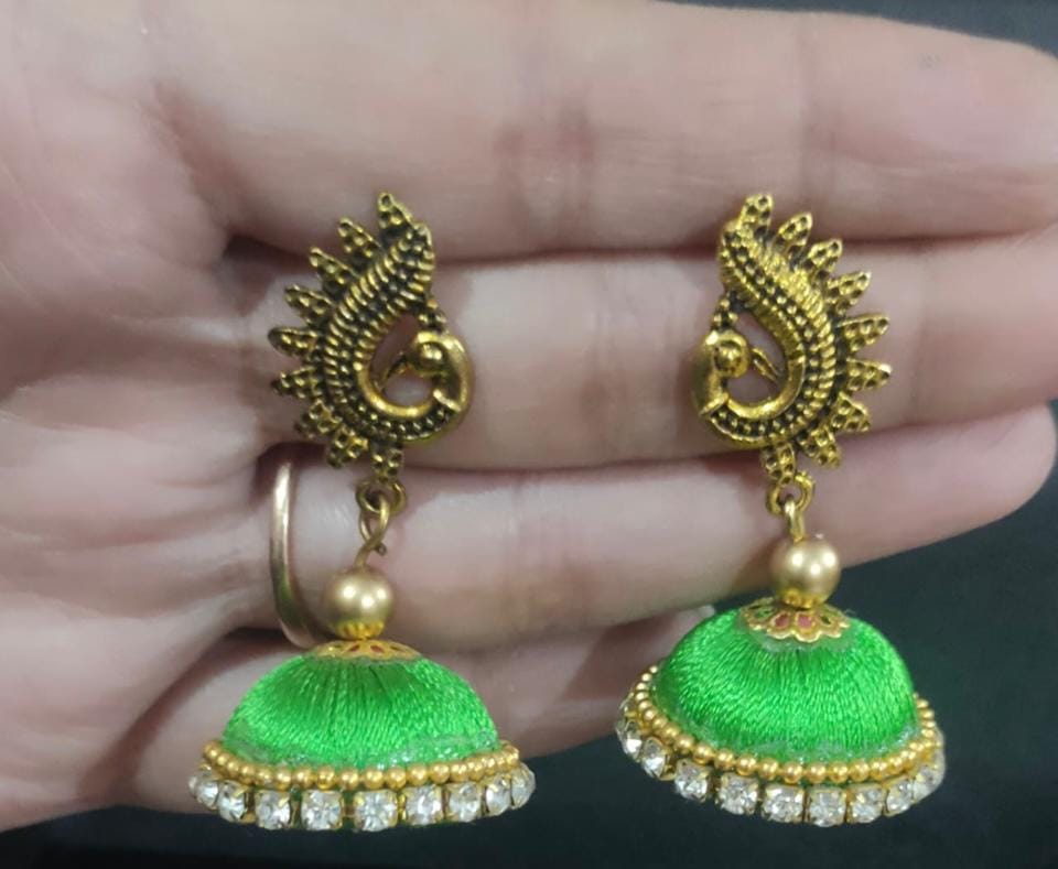 Elegant Metal Stud Jhumka Earrings