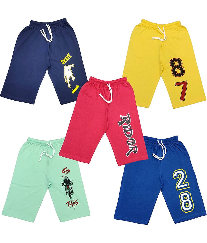 CRAZYON Pack of 5 Cotton Three-Fourth For Boys ( Multi Color )