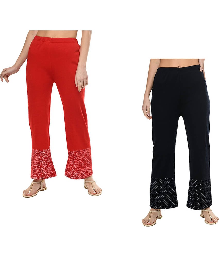IndiWeaves Pack of 2 Woollen Straight Women's Palazzos ( Multicolor )