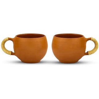 Rare Planet Hand made Traditional Beautiful Design Terracotta Chai  Tea Cup Set for Home (Set of 2)
