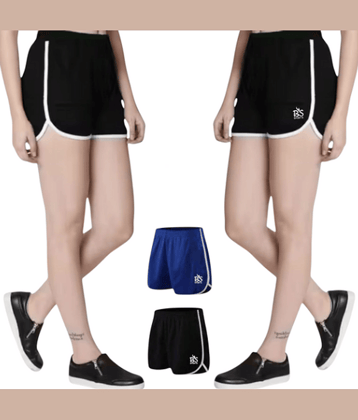 B.S sports wear Women Cotton Blend Regular Shorts ( Black )