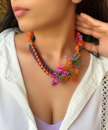 Tropical Radiance Collar - Vibrant Florals-Necklace