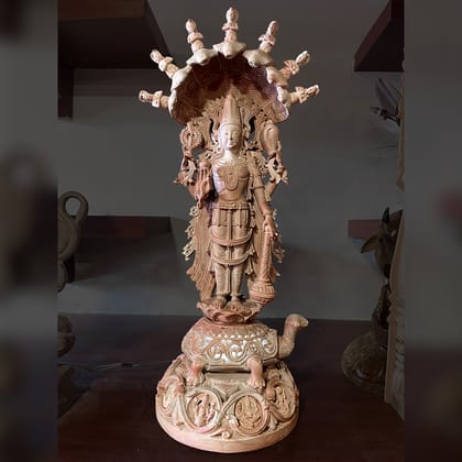 Lord Vishnu Pink Stone Lamp
