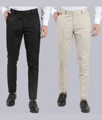 VEI SASTRE Multicolored Slim Formal Trouser ( Pack of 2 )