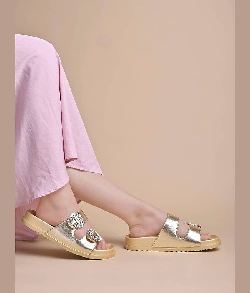 Stylestry Gold Women's Flats