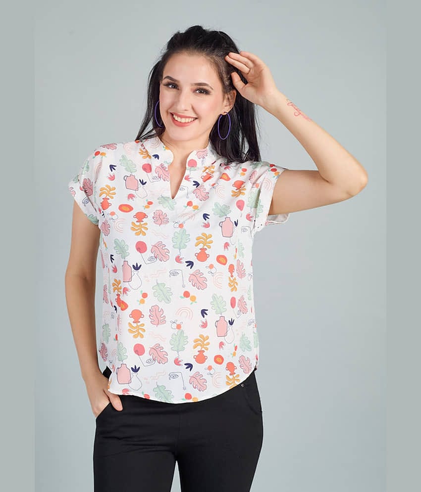 Mantra Fashion Women's Polyester Regular Top ( White )