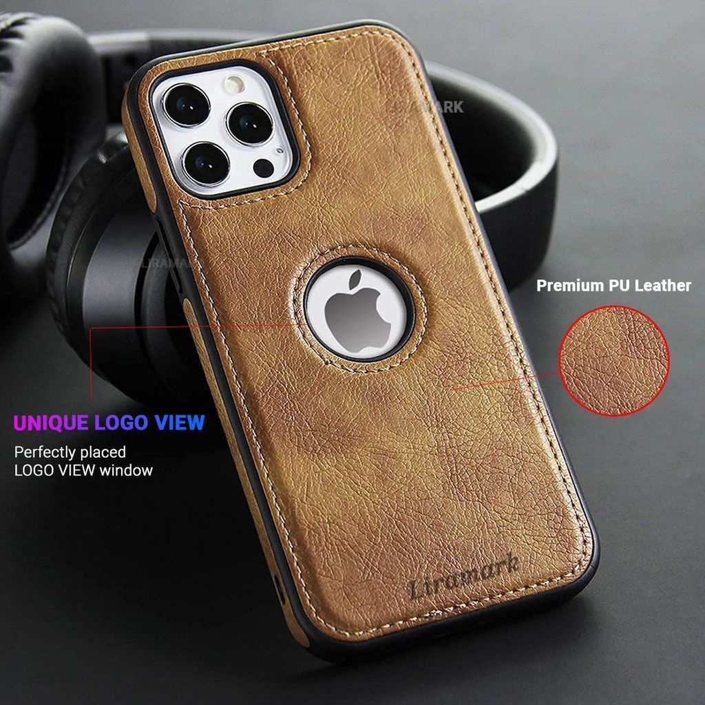 LIRAMARK PU Leather Flexible Back Cover Case Designed for iPhone 12 Pro