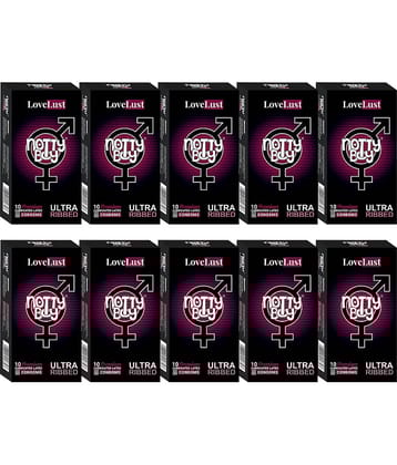 NottyBoy LoveLust Ultra Ribbed Lubricated Condoms -  100 Units