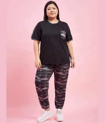 AUSTIVO Women Solid Top With Joggers Co-Ord Set ( Black )