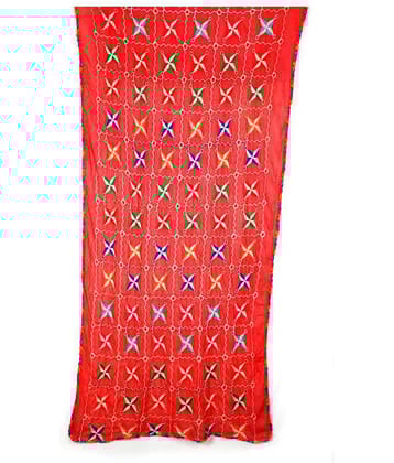 Raj Red Chiffon Phulkari Dupatta