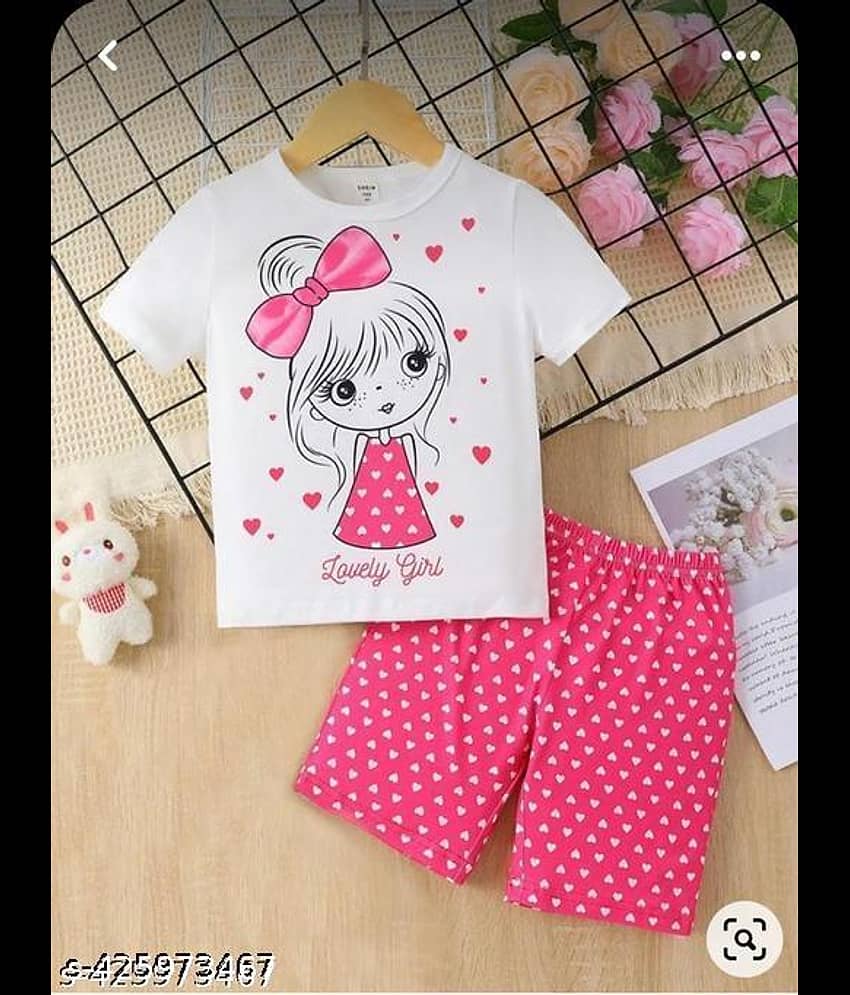 ODIMENT Pack of 1 Girls Cotton Blend T-shirt & Shorts ( Multicolor )