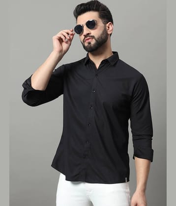 renuovo Polyester Regular Fit Solids Full Sleeves Men's Casual Shirt - Black ( Pack of 1 )