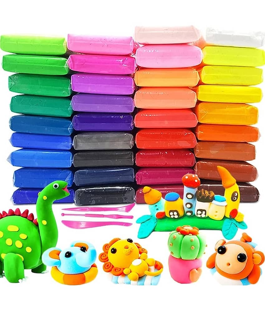 Freedy (Pack of 12) Air Dry Clay, Colorful Children Soft Clay, Creative Art Crafts, Gifts for Kids-Multi Color. Non-Toxic Modeling Magic Fluffy Foam Bouncing Clay Putty Kit for Kids with Tools