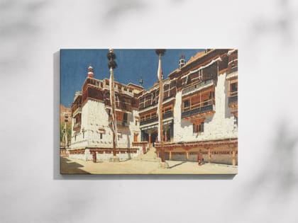 FURNISHUB Hemis Monastery in Ladakh (1875) | Vintage Canvas Print | Historical Wall Art for Home Decor and Cultural Enthusiasts