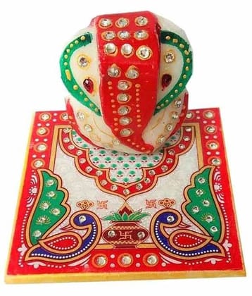 Ocean Enterprises Multicolour Marble Ganesh Chowki