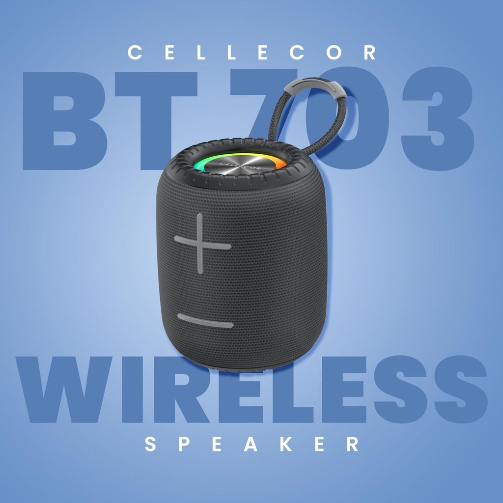 CELLECOR BT-703 6W Mini Portable Wireless Speaker | 6 Hour Playtime | 5.0V | Bluetooth Speaker with RGB Light - Black