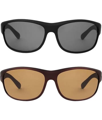Kanny Devis - Bronze Wrap Around Sunglasses ( Pack of 2 )