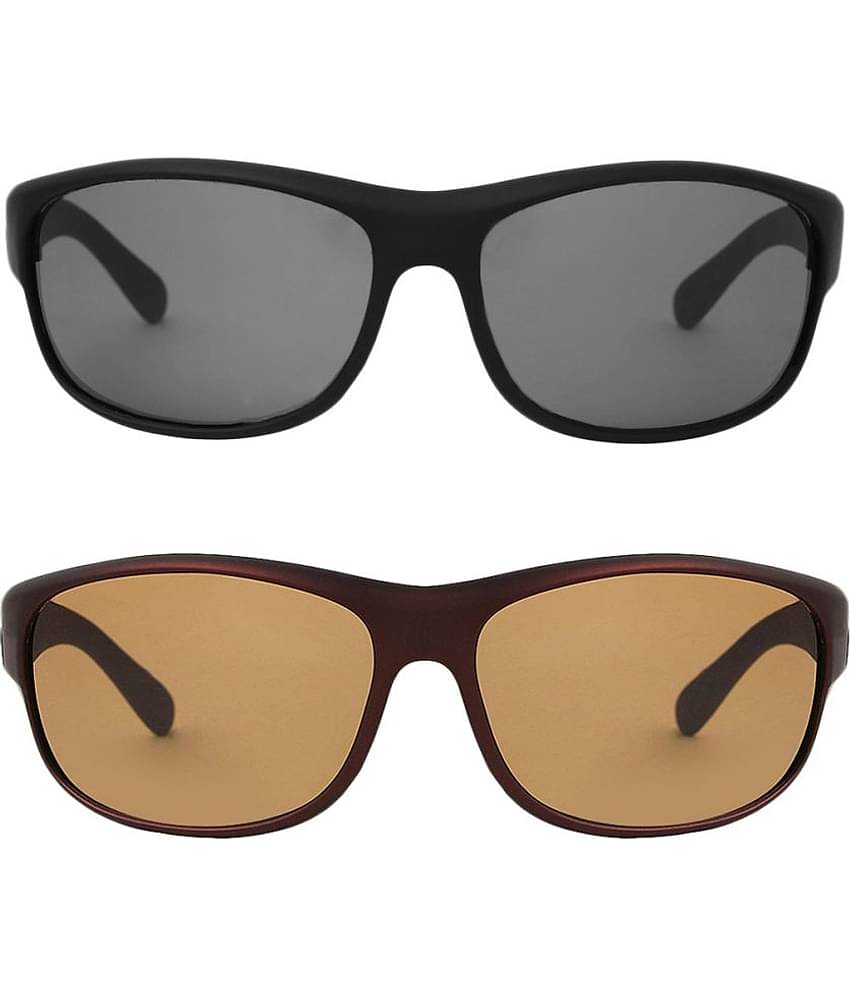 Kanny Devis - Bronze Wrap Around Sunglasses ( Pack of 2 )