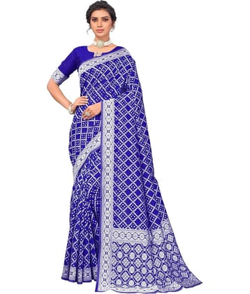 Sariya Jacquard Woven Saree With Unstitched Blouse Piece ( Blue )