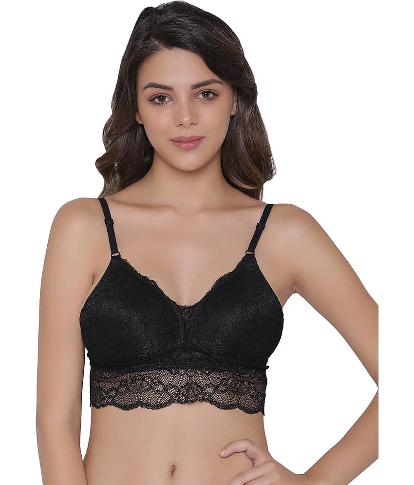 Clovia Nylon Heavily Padded Women's Bralette Bra ( Black )