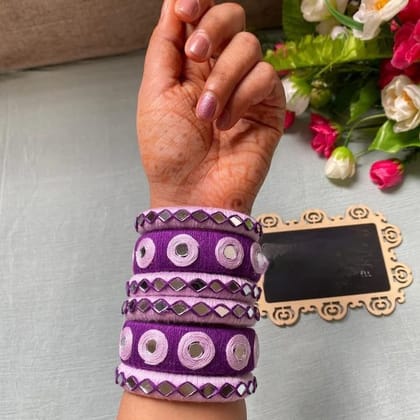 PURPLE HAND CRAFTED AND MIRROR WORK BANGLES FOR EVERY TRADITIONAL EVENTS Size : 2.6