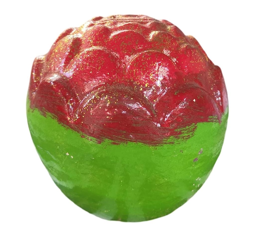 "Handmade and Painted Decorative Paper Mache Ball Ornament for Home Decor"