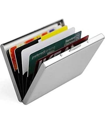 STYLE SHOES 6 Slots Steel RFID Blocking Metal Credit Card Holder Wallet for Men & Boys (9.5cm x 6.7cm x 1.5cm ,Silver)