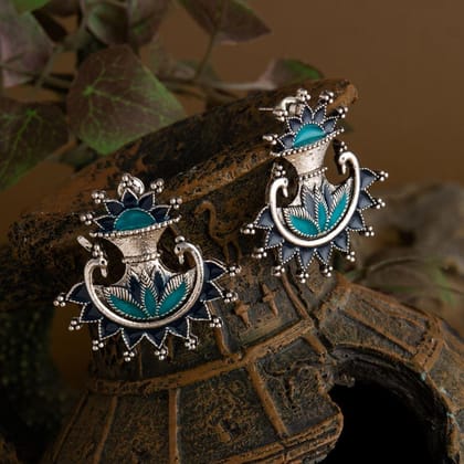 Silver Plated Floral Kalash Style Enamel Artwork Fashion Ant