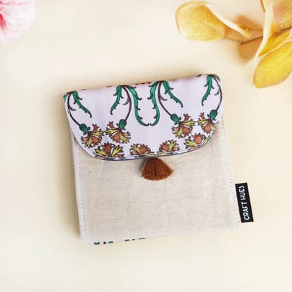 5 COMPARTMENT MINI WALLET-PEACH PERSIAN GARDEN