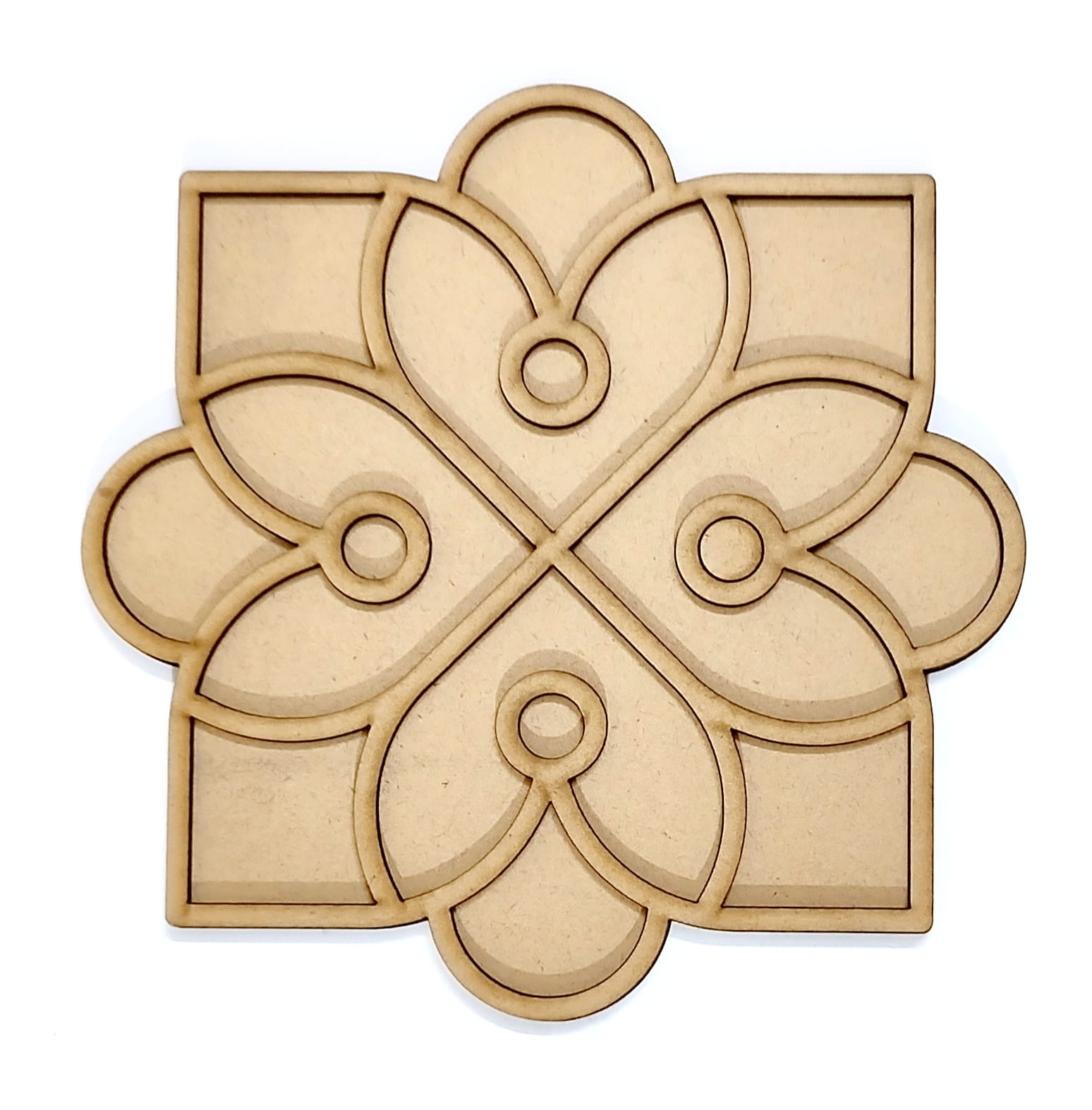 Brand Zero Double Layer MDF Rangoli Base - Design 1014 - Select Your Preference Of Size & Thickness