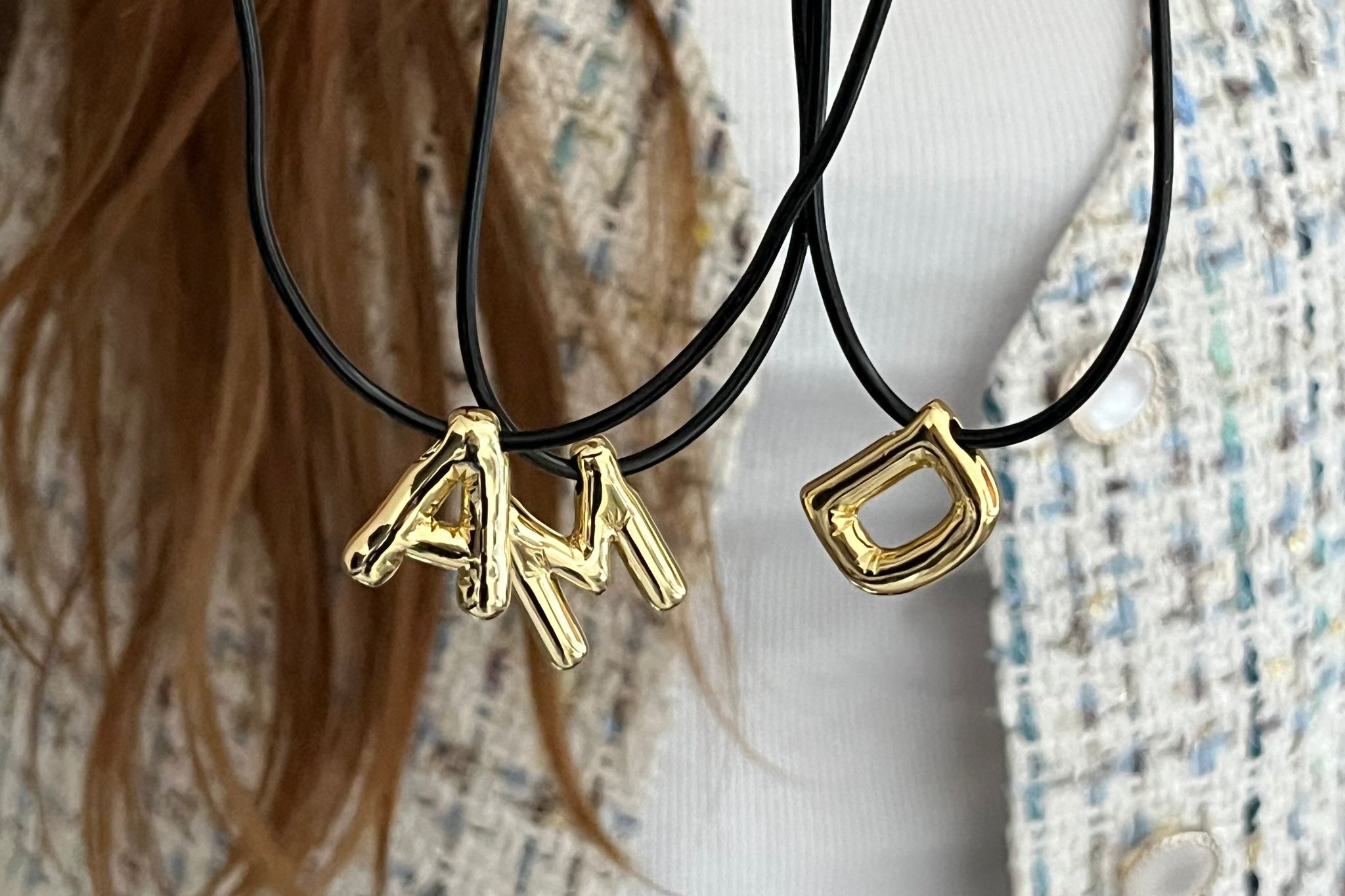 Gold Chunky Initial with Black Thread-A