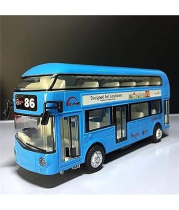 FEDIFU Diecast Double Decker London Bus Toy Metal Alloy Bus for Kids Light Music Open Door Collection Friction Bus Toys for Kids