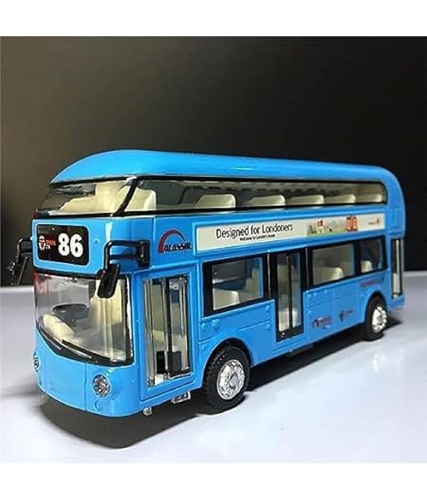 FEDIFU Diecast Double Decker London Bus Toy Metal Alloy Bus for Kids Light Music Open Door Collection Friction Bus Toys for Kids