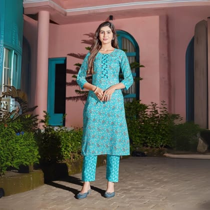 Fancy and Designing Firoji Fully Stiched Kurta & Palazzo Pant by GlamaStitch-S