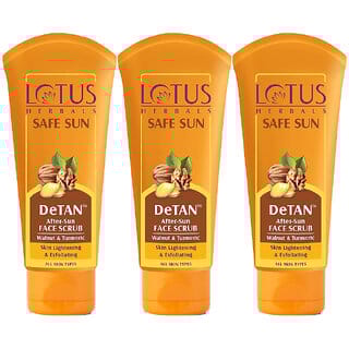 Lotus Herbals Safe Sun Detan AfterSun Face Scrub Walnut  Turmeric Exfoliates Removes Tan100G   (Pack Of 3)
