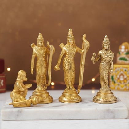 Brass Ram Darbar God Idol | Antique Finish Ram Parivar Murti, Height : 5.5 Inch (BSMAS1098 A)