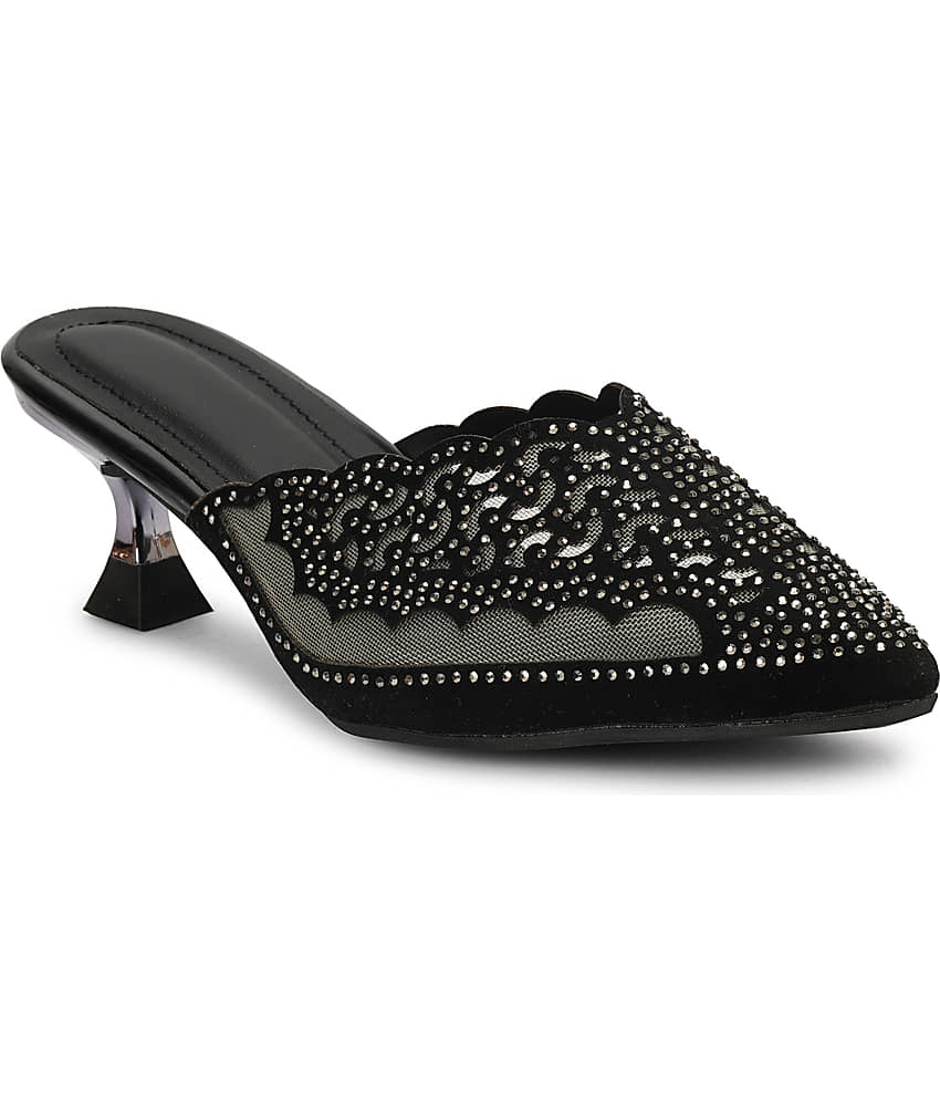 Commander Shoes Black Women's Mules Heels