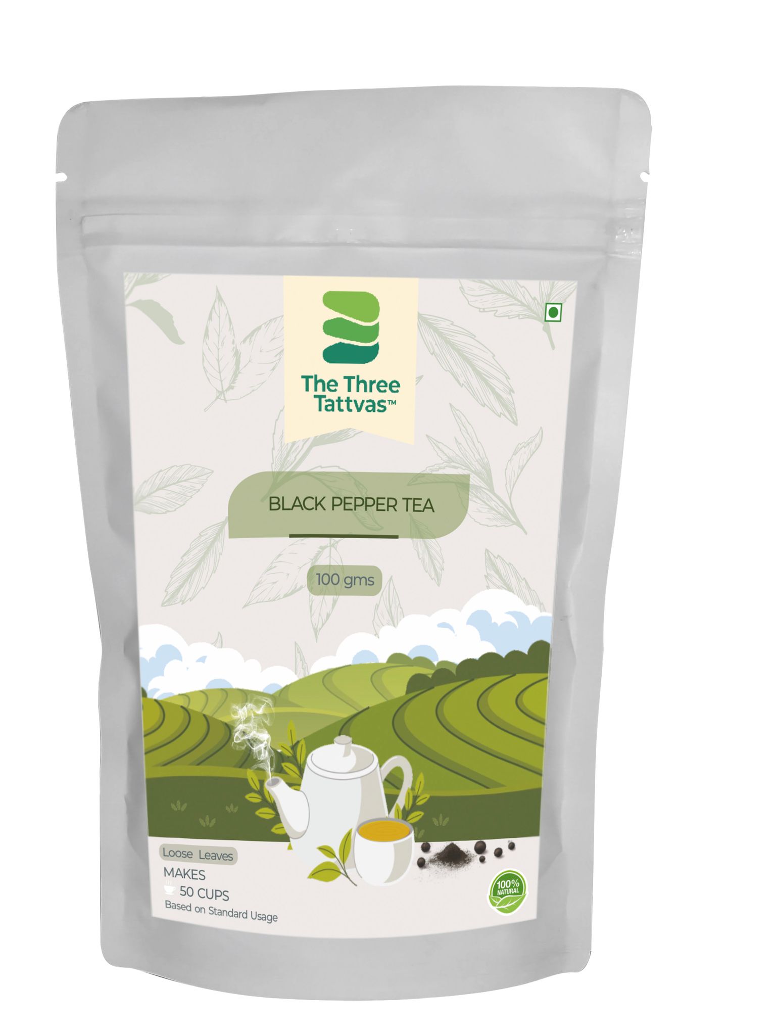 The Three Tattvas Black Pepper Tea, 100 gm