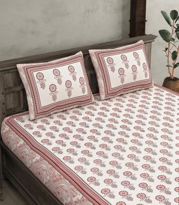 Classic Floral 240 TC Cotton Double Bedsheet