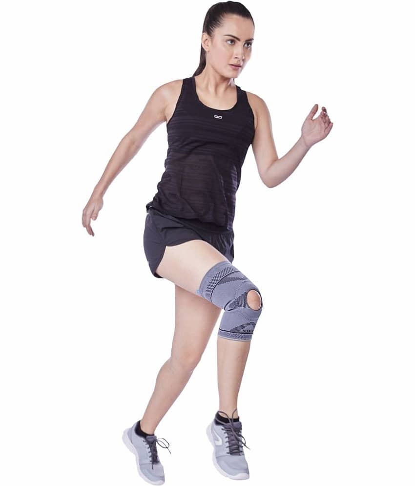 Vissco Knee Cap With Open Patella |Ideal mild support to reduce pressure on patella & provide Pain Relief - Color - Grey (Single Piece) - XXL