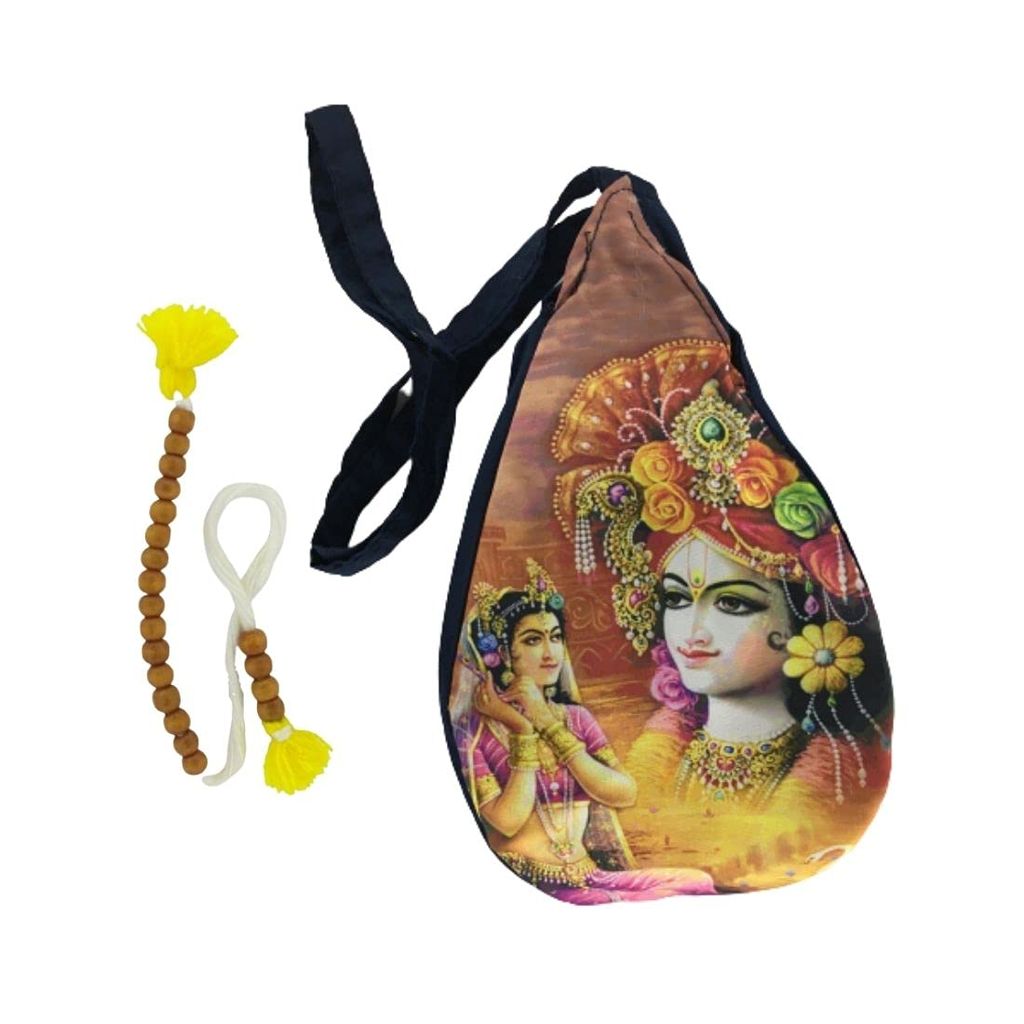 MAYAPURI Radha Krishna Printed Chanting Bag/Japa Bag/Bead Bag with Sakshi Mala Counter - Pooja Needs | Buy online on ZillyBuy