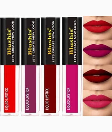 BLUSHIS High Defination Multi Color Matte Lipstick Combo (Pack of 4)