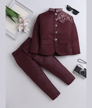 Fourfolds Boys Polyester Suit ( Pack of 1 , Wine )